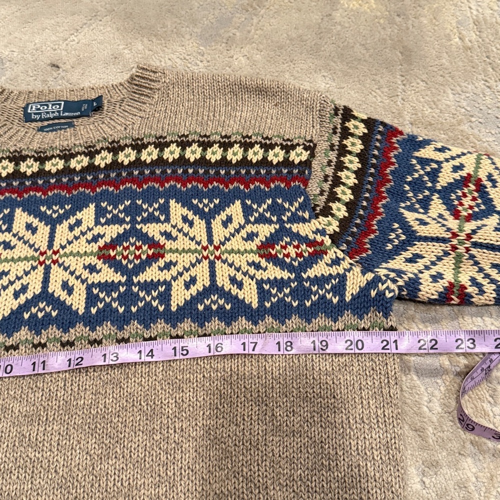 Men’s Ralph Lauren Snowflake Sweater Size Large in EUC‎ 100% Cotton - Picture 6 of 9